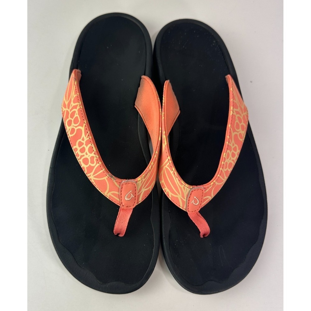 OluKai Ohana Flip Flop Sandals Orange Yellow 20110 Water Resist Women's Size 11 - Picture 13 of 16